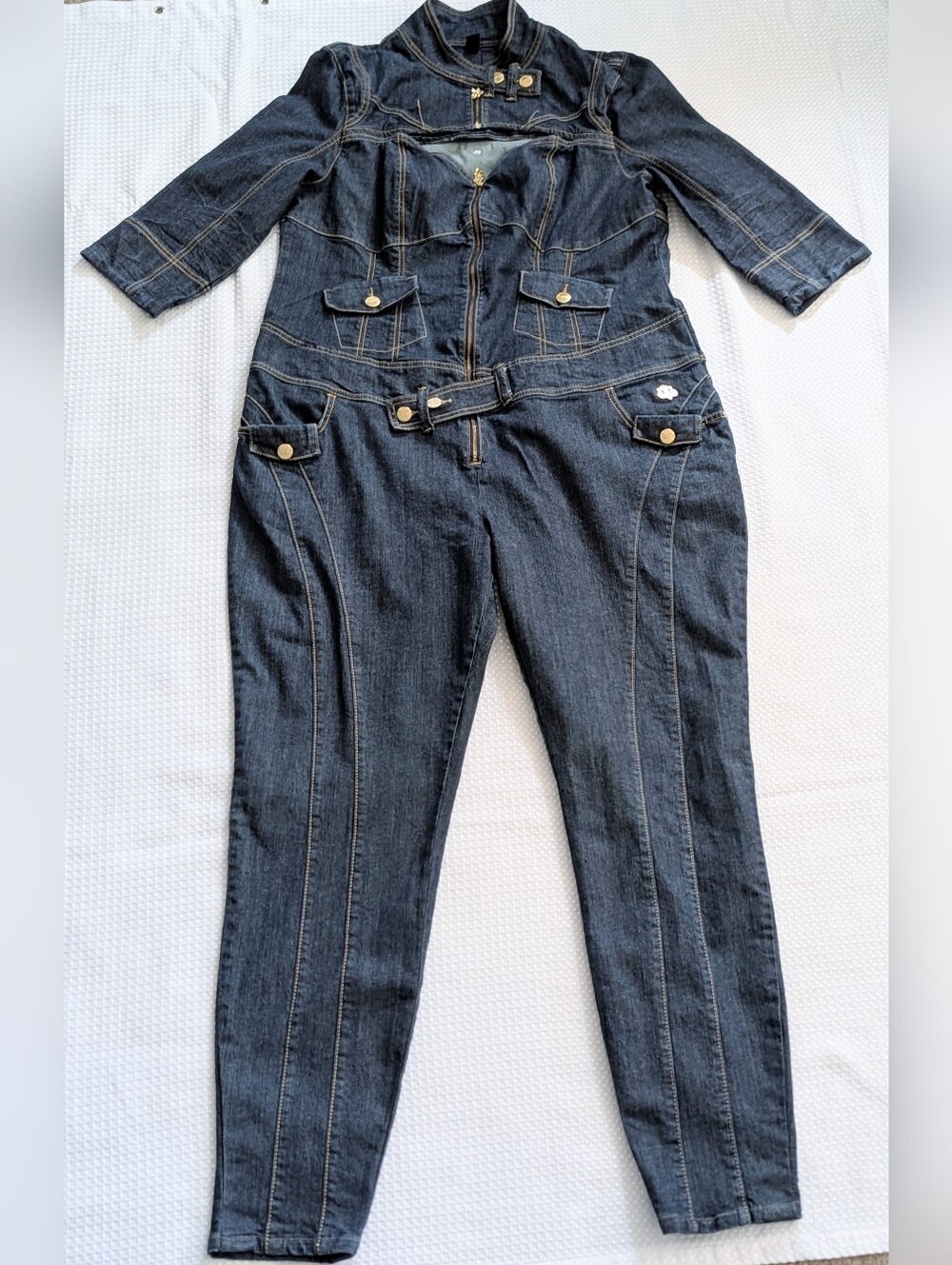 Beyonce Dereon Dark Indigo Denim Jeans Jumpsuit Overalls Stunning Size 3X - 16